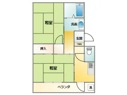トレディオス飯塚(2K/2階)の間取り写真