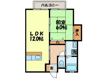 ソレイユ(1LDK/2階)の間取り写真