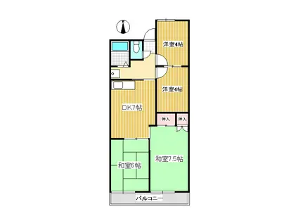 ロイヤルレジデンス六暮(4DK/2階)の間取り写真