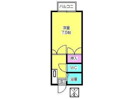 ファーストインパレスハウスII(1K/3階)の間取り写真