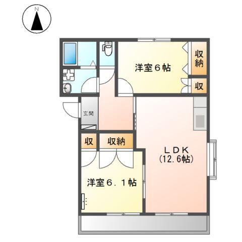 ベクエーム山手(2LDK/1階)の間取り写真