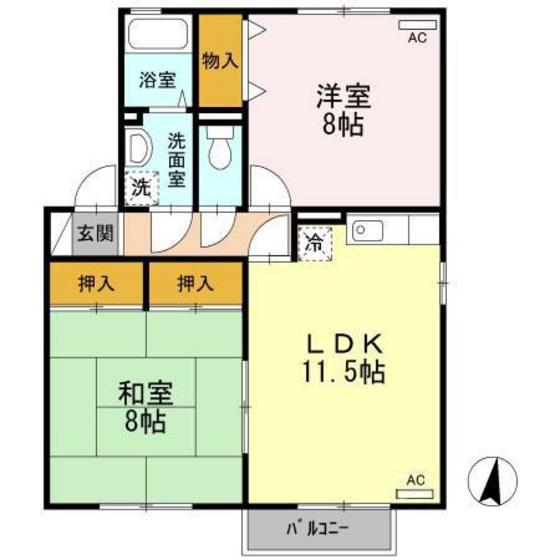 アビタシオン III(2LDK/2階)の間取り写真
