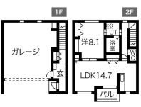 GARAGEAI(1LDK/1階)の間取り写真