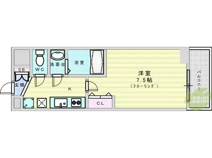 LUXE新大阪アルファ(1K/2階)の間取り写真