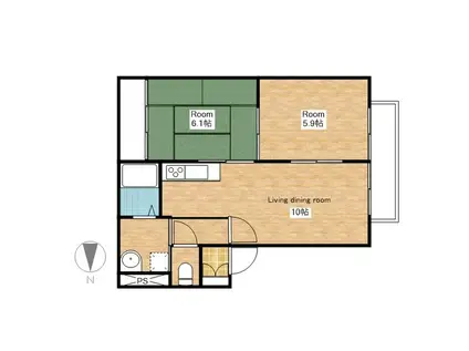 ムーンハイツ(2LDK/2階)の間取り写真