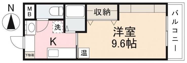 フォルテ福岡町(1K/1階)の間取り写真