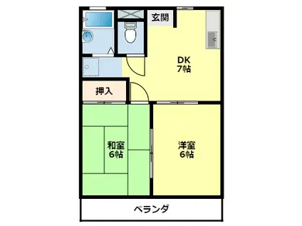 ウエストシティ90(2DK/2階)の間取り写真