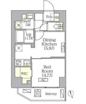 BRICK RESIDENCE南青山(1DK/10階)の間取り写真