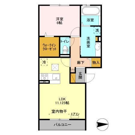 ブリランテA(1LDK/1階)の間取り写真