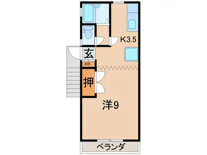 ファミータ(1K/2階)の間取り写真
