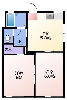 メゾン谷上A(2DK/2階)の間取り写真