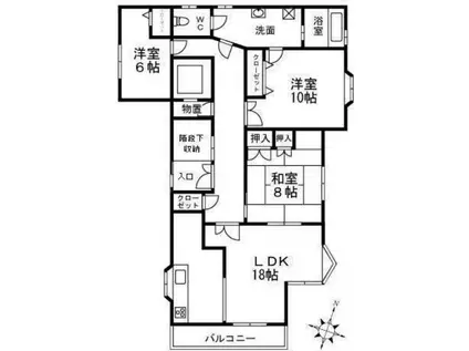 会下山町2丁目戸建(3LDK/2階)の間取り写真