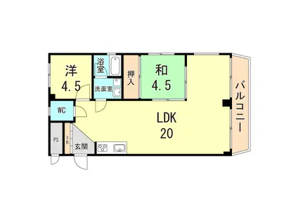 東部買出人センター(2LDK/4階)の間取り写真