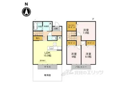 ウィルコート鴻池B棟(3LDK/1階)の間取り写真