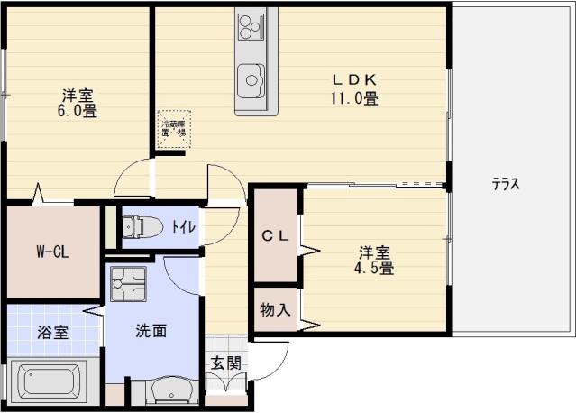 ソレイユ アン(2LDK/1階)の間取り写真