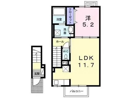 ルミナーレ(1LDK/2階)の間取り写真