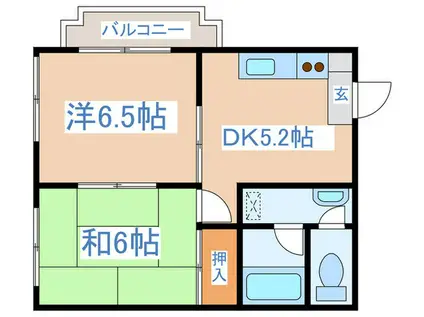 サクセス八日町(2DK/3階)の間取り写真