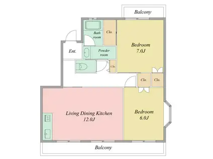 パラシオンマルクII(2LDK/2階)の間取り写真