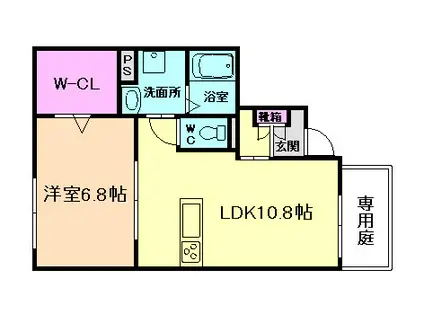 プレリュード石橋III(1LDK/1階)の間取り写真