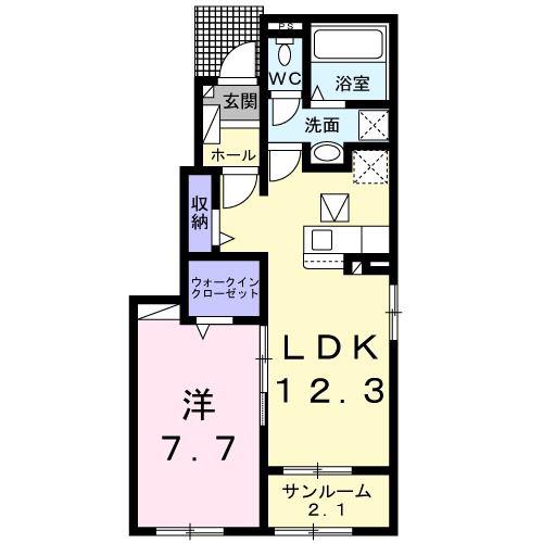グランさくら(1LDK/1階)の間取り写真