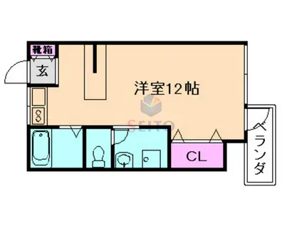 ベルエアー桜塚(ワンルーム/2階)の間取り写真