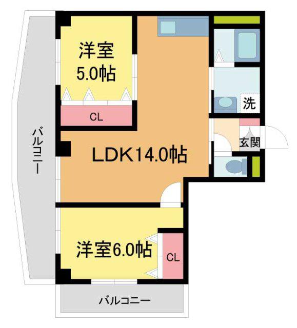 ハイローズガーデンII(2LDK/3階)の間取り写真
