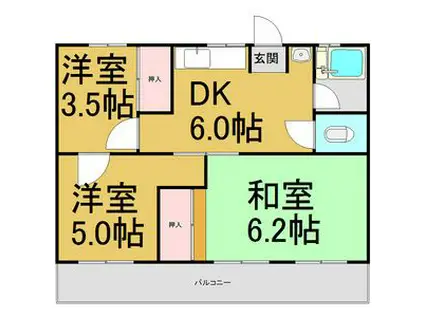 コーポ伊谷(3DK/4階)の間取り写真