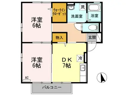 コンフォールM III(2DK/2階)の間取り写真