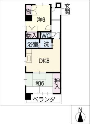 パークレン折戸(2DK/4階)の間取り写真