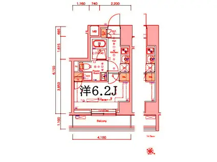 スクエアシティ横濱大通公園AZ(1K/3階)の間取り写真