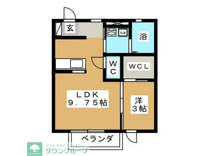 ラ・メゾン・ド・ラ・フルール(1LDK/1階)の間取り写真