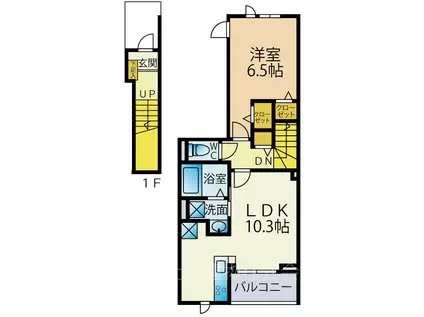 ラメゾン385(1LDK/2階)の間取り写真