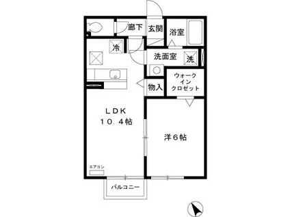 ブルームーン(1LDK/1階)の間取り写真