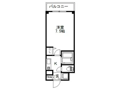 コスモス天神(1K/3階)の間取り写真
