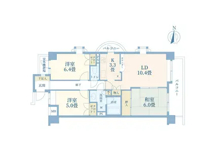 ヒルズ浦和根岸(3LDK/2階)の間取り写真