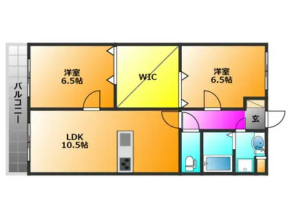 サンハイツ飯田(2LDK/2階)の間取り写真