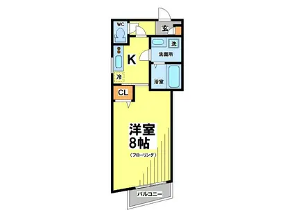 エスポワール喜多見(1K/2階)の間取り写真