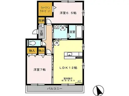 レジデンス芦原B(2LDK/2階)の間取り写真