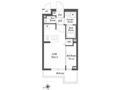 ブランシエスタ用賀(1LDK/1階)の間取り写真