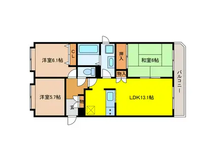 ピースオブマインド東郊(3LDK/7階)の間取り写真
