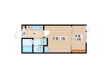 ジャスティス(1DK/1階)の間取り写真