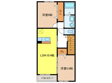 ヌーベルバーグB(2LDK/2階)の間取り写真