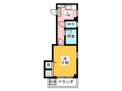 メゾンドゥローゼ(1K/2階)の間取り写真