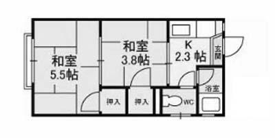 コーポ泉(2K/2階)の間取り写真