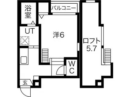 トライデント新栄I(1K/1階)の間取り写真