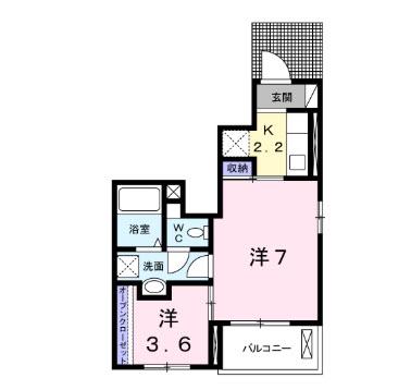 ラーク豊田町 I(1K/1階)の間取り写真