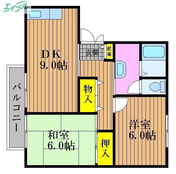 フレマリール洲崎B(2DK/1階)の間取り写真