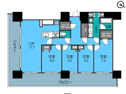 ロイヤルパークスER万代(4LDK/10階)の間取り写真