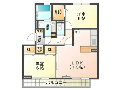 ダールフルート(2LDK/3階)の間取り写真