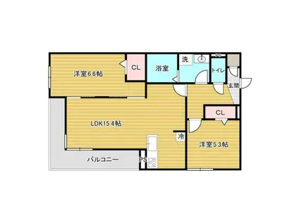 ARMOJOUR SOIR(2LDK/2階)の間取り写真